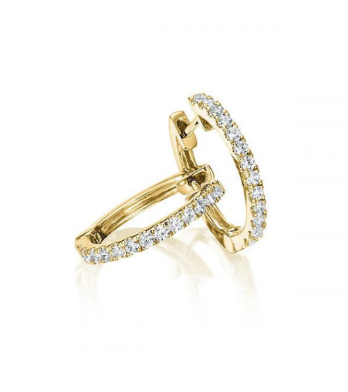 Aros de oro amarillo de 18 quilates con fila de diamantes - Joyeria - 