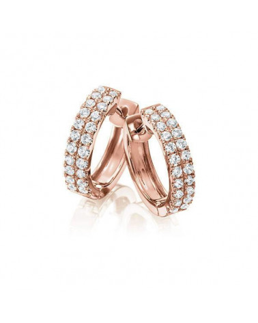Aros de oro rosa de 18 quilates con dos filas de diamantes - Joyeria - 