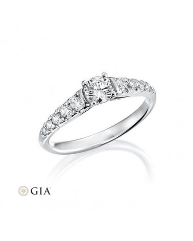 Meissa 0,75 | Oro blanco o Platino - Anillos de compromiso - Elegante anillo de pedida combinado en oro blanco o platino con cer