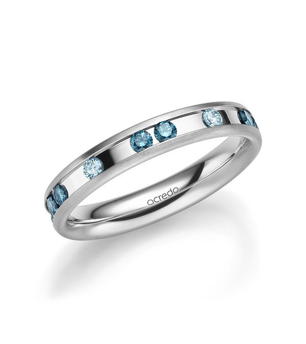 Celeste 0,60 | Diamantes azules - Anillos de compromiso - Anillo de oro blanco o platino con diamantes azules