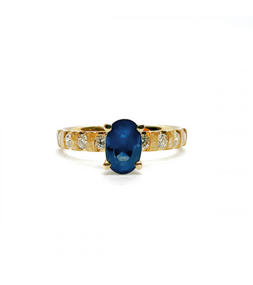 Ymir 0,54 | Zafiro Ocean blue - Anillos de compromiso - Anillo personalizado de oro amarillo de 18 quilates con un zafiro