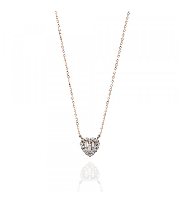 Collar Corazón 0,15 | Diamantes - Joyeria - Collar de oro con diamantes en forma de corazon 