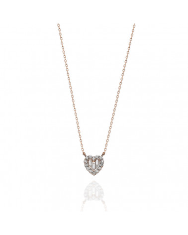 Collar Corazón 0,15 | Diamantes - Joyeria - Collar de oro con diamantes en forma de corazon 