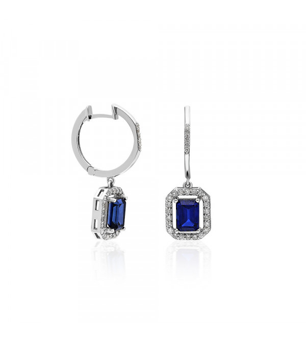 Pendientes Norma 3,00 | Diamantes y zafiros - Joyeria - Pendientes de oro blanco con diamantes y zafiros