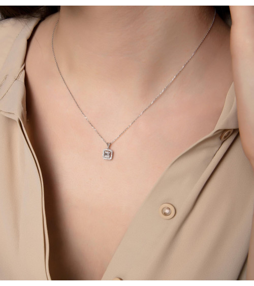 Collar Norma 0,16 | Diamantes - Joyeria - Collar de oro blanco de primera ley con diamantes