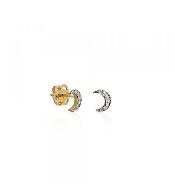 Pendientes Luna 0,070 | Diamantes - Joyeria - Pendientes en forma de luna de oro amarillo con diamantes 