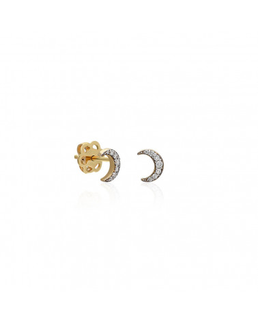 Pendientes Luna 0,070 | Diamantes - Joyeria - Pendientes en forma de luna de oro amarillo con diamantes 