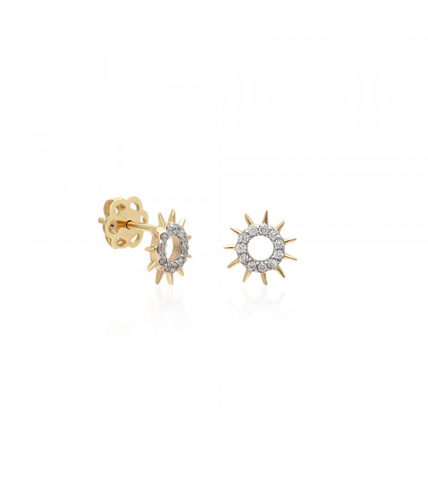 Pendientes Sol 0,29 | Diamantes - Joyeria - Pendientes en forma de sol de oro amarillo con diamantes 