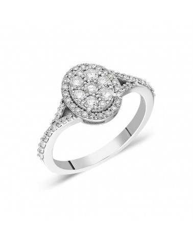 Anillos de compromiso de oro blanco con diamantes ovales | Staring