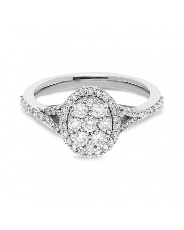 Anillos de compromiso de oro blanco con diamantes ovales | Staring