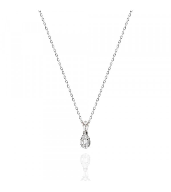 Collar de oro blanco 18k con diamantes en forma de lagrima | Staring