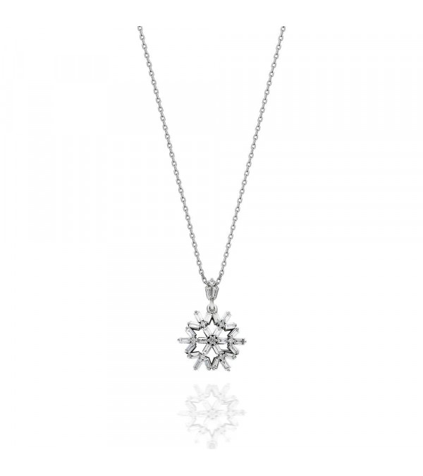 Collar de oro blanco en forma de copito de nieve | Staring