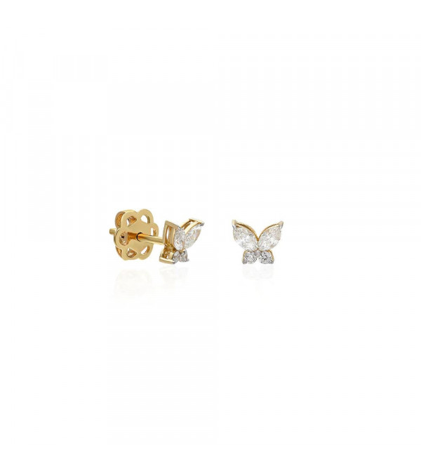 Pendientes de oro en forma de mariposa con diamantes | Staring