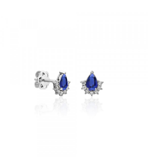 Exclusivos pendientes de oro blanco con zafiros y diamantes | Staring