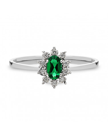 Anillo de oro con una esmeralda oval y diamantes | Staring