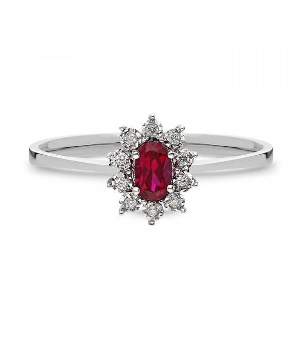 Anillo de oro con un rubí oval y diamantes | Staring