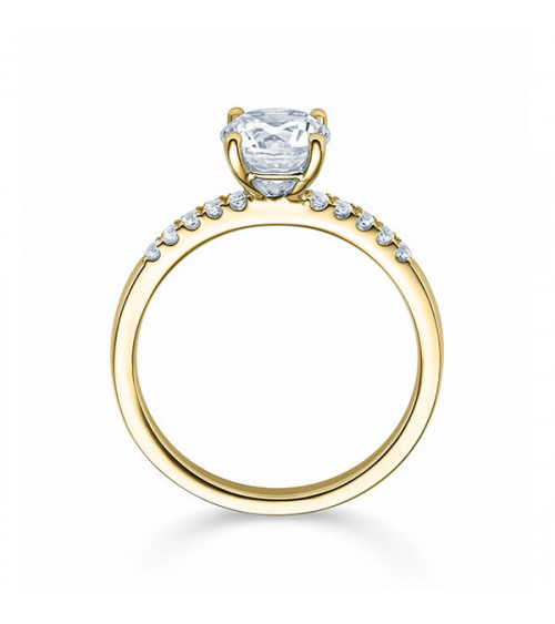 Anillos de compromiso pavé con diamantes artificiales de laboratorio