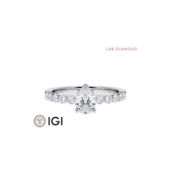 Anillo de compromiso con diamante de laboratorio lágrima | Staring