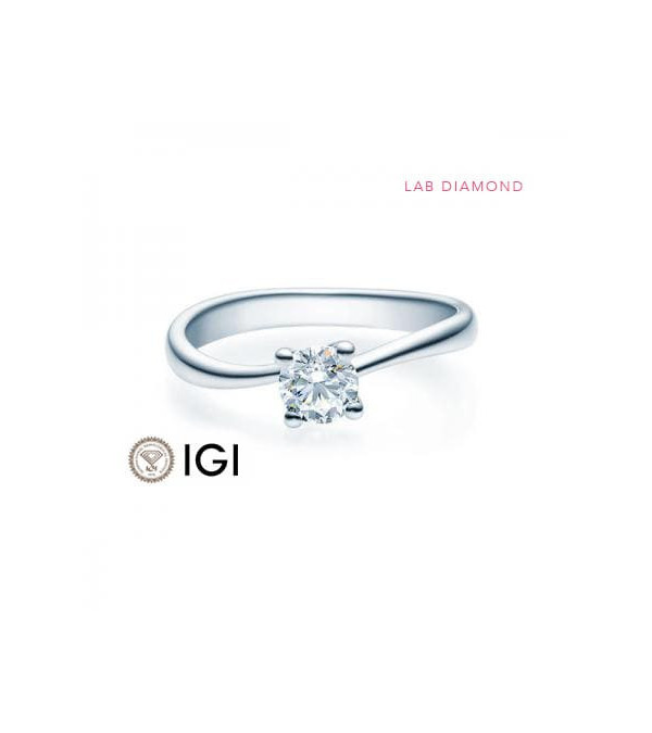 Original anillo de compromiso solitario con diamante artificial