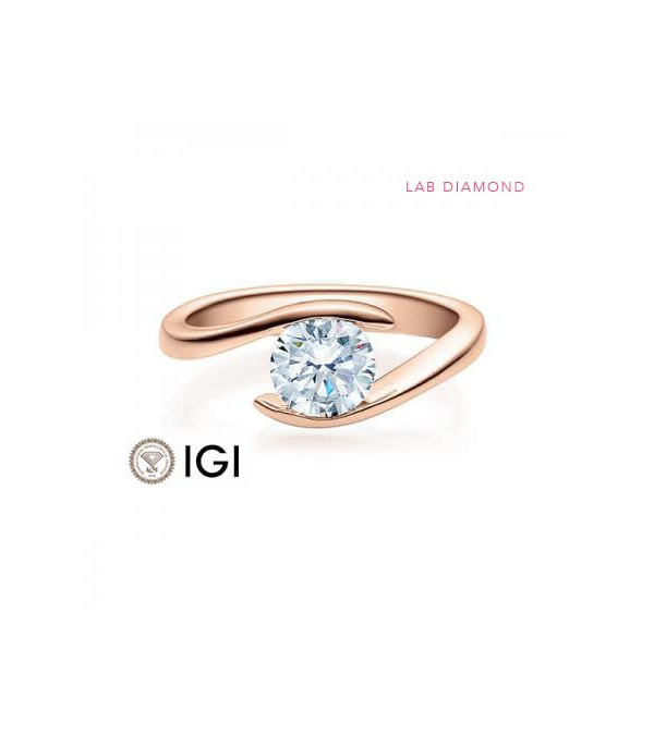 Anillo de compromiso de oro rosa con diamante artificial | Staring