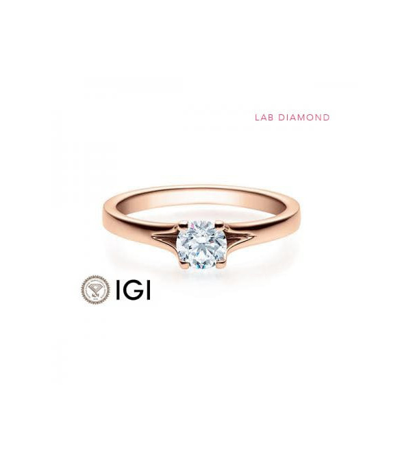 Anillo de pedida de oro con diamante artificial | Staring