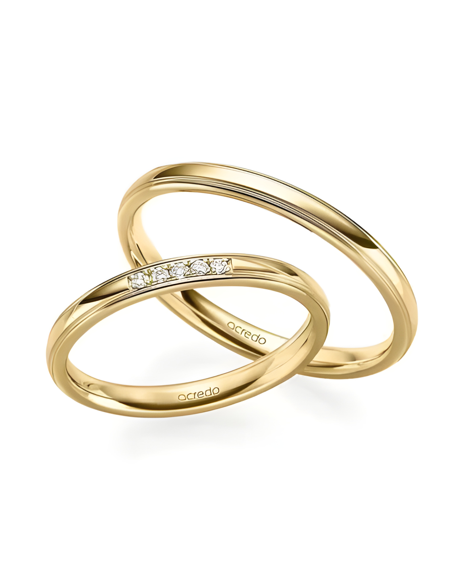 Anillos de boda brillantes en oro de 14K o 18K con diamantes