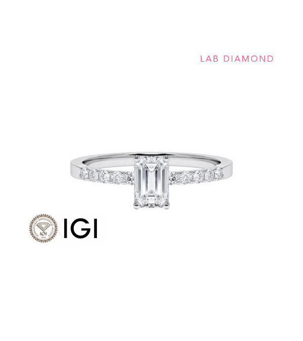 Anillo de compromiso con diamante ético rectangular | Staring
