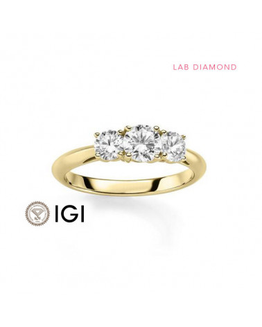 Anillo de oro para la pedida con 3 diamantes de laboratorio | Staring