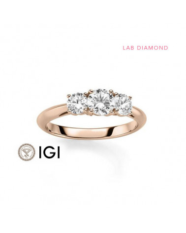 Anillo de oro rosa con 3 diamantes de laboratorio éticos | Staring