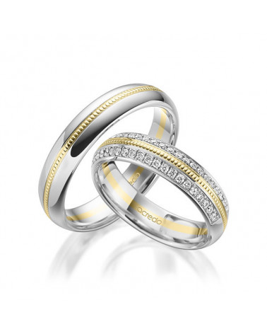 Originales alianzas de boda en dos colores con corona de diamantes I Staring