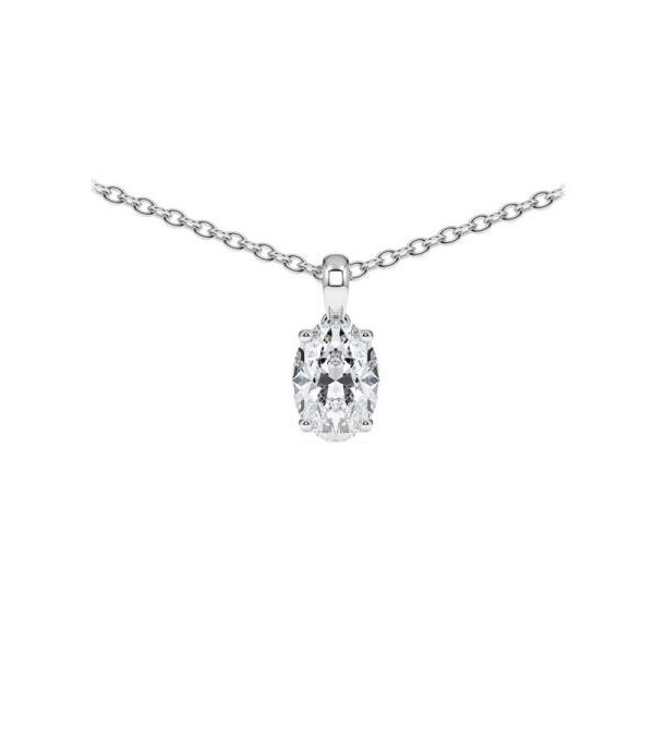 Collar de oro o platino con diamante oval de laboratorio | Staring