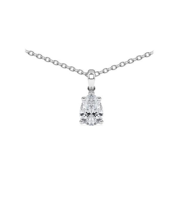 Collar de oro o platino con diamante lágrima de laboratorio | Staring