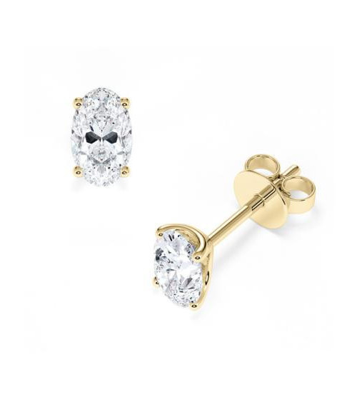 Pendientes Oval en oro amarillo con diamantes laboratorio  |  Staring