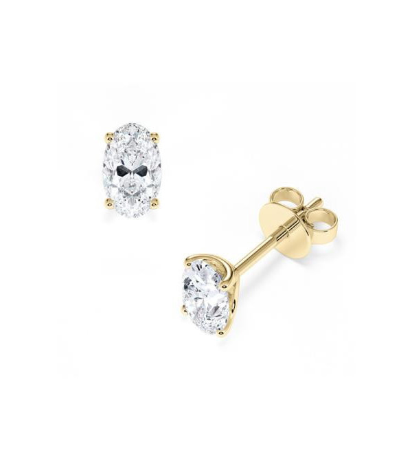 Pendientes Oval en oro amarillo con diamantes laboratorio  |  Staring