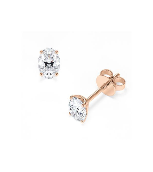 Pendientes Oval en oro rosa con diamantes laboratorio  I Staring