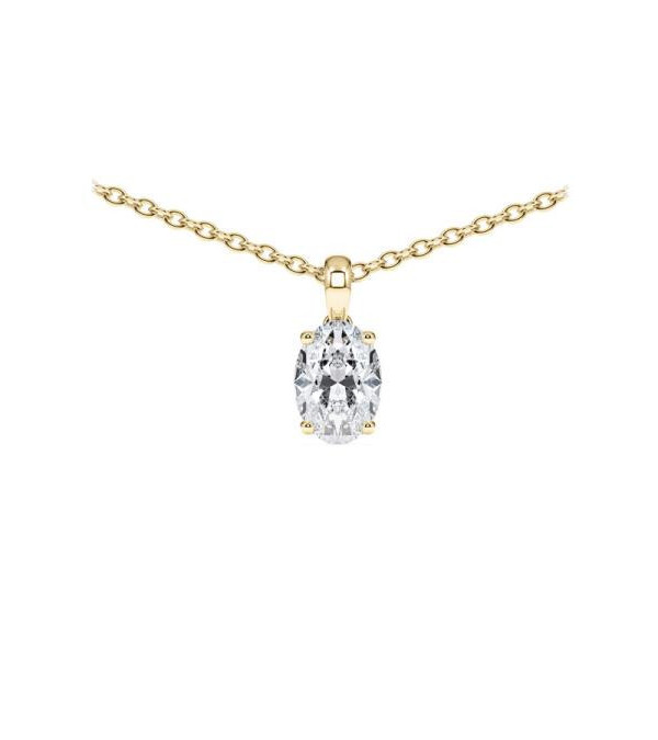 Collar de oro o platino con diamante oval de laboratorio | Staring