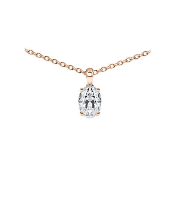 Collar de oro rosa 18k con diamante oval de laboratorio | Staring