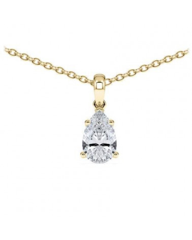 Collar de oro amarillo con diamante lágrima de laboratorio | Staring