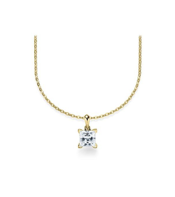 Collar de oro o platino con diamante cuadrado de laboratorio | Staring