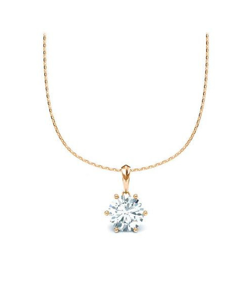 Collar de oro rosa con diamante ético de laboratorio | Staring
