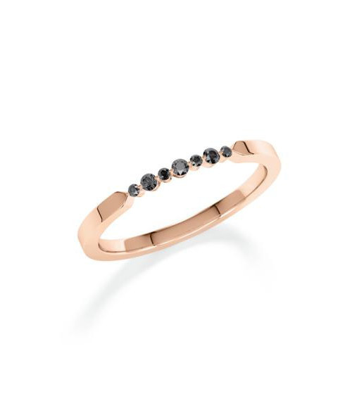 Anillo de oro rosa con exclusivos diamantes negros | Staring