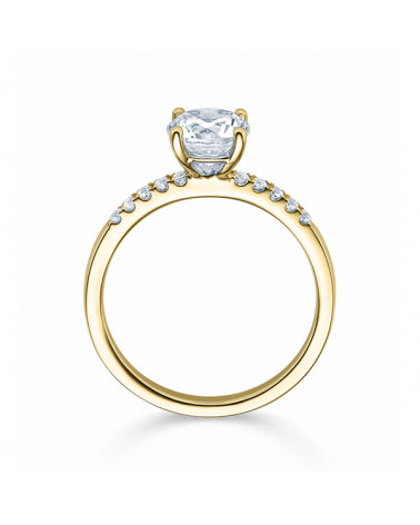 Precioso anillo de compromiso económico de oro 18K con diamantes