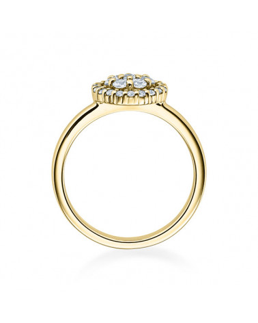 Anillo de compromiso económico en oro de 18K con 27 diamantes G,vs