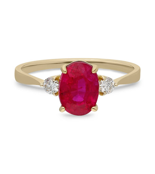Engagement Gold Rings with Rubies and Diamonds | Staring