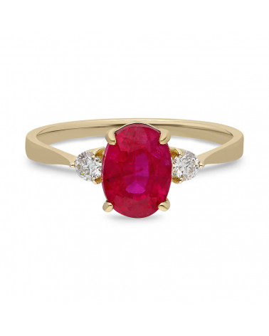 Engagement Gold Rings with Rubies and Diamonds | Staring