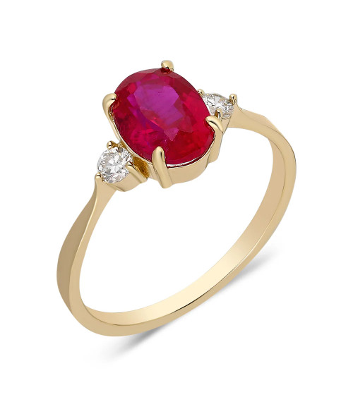 Engagement Gold Rings with Rubies and Diamonds | Staring