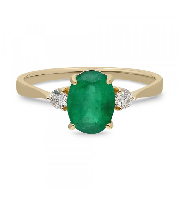 Anillos de compromiso de oro con esmeraldas y diamantes | Staring