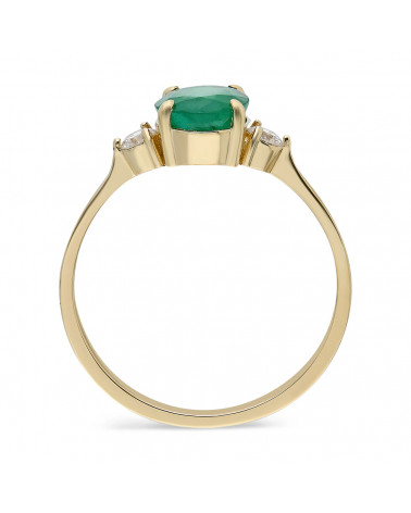 Anillos de compromiso de oro con esmeraldas y diamantes | Staring