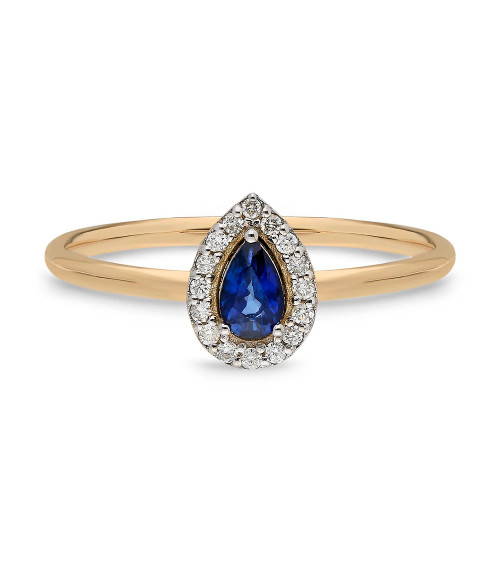 Sortija de oro con un zafiro y diamantes alrededor | Staring