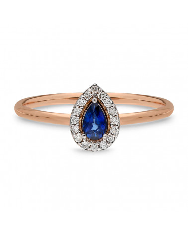 Sortija de oro con un zafiro y diamantes alrededor | Staring